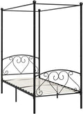 Schwarzes Metall-Himmelbett fuer Paare mit Lattenrost, romantisches Doppelbettgestell fuer das Schlafzimmer 120 x 200 cm