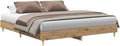 Plattform-Bettgestell aus Holzwerkstoff in Artisan-Eiche Optik ohne Matratze, flacher Doppelbettrahmen fuer individuelle Matratzenwahl 180 x 200 cm