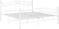 Stabiler weisser Metallbettrahmen fuer Doppelbetten inklusive Lattenrost, zeitloser Metallbett fuer das Schlafzimmer 140 x 200 cm