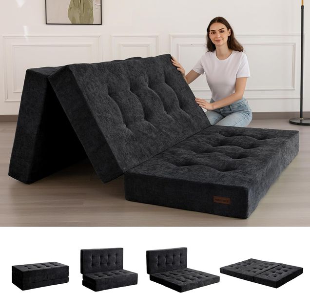 15 cm dicke faltbare Chenille-Matratze, wandelbares Schlafsofa fuer spontane Gaesteuebernachtungen
