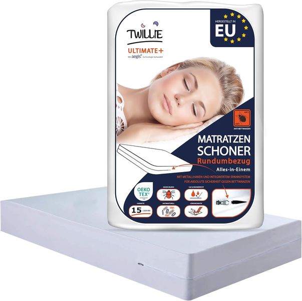 Vollstaendiger schuetzender Matratzenbezug fuer Matratzenmasse 130 x 200 x 20 cm
