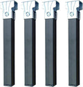 Vierer Set standfeste Metall-Moebelfuesse ohne Laufrollen, neutrales Design mit den Massen 275 x 30 x 30 mm