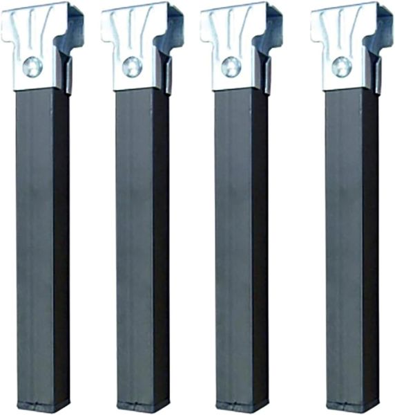 Vierer Set standfeste Metall-Moebelfuesse ohne Laufrollen, neutrales Design mit den Massen 275 x 30 x 30 mm
