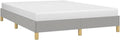 Grosszuegiges hellgraues Stoffdoppelbett mit durchgehender Lattenkonstruktion, komfortables Schlafmoebel fuer Paare 160 x 200 cm